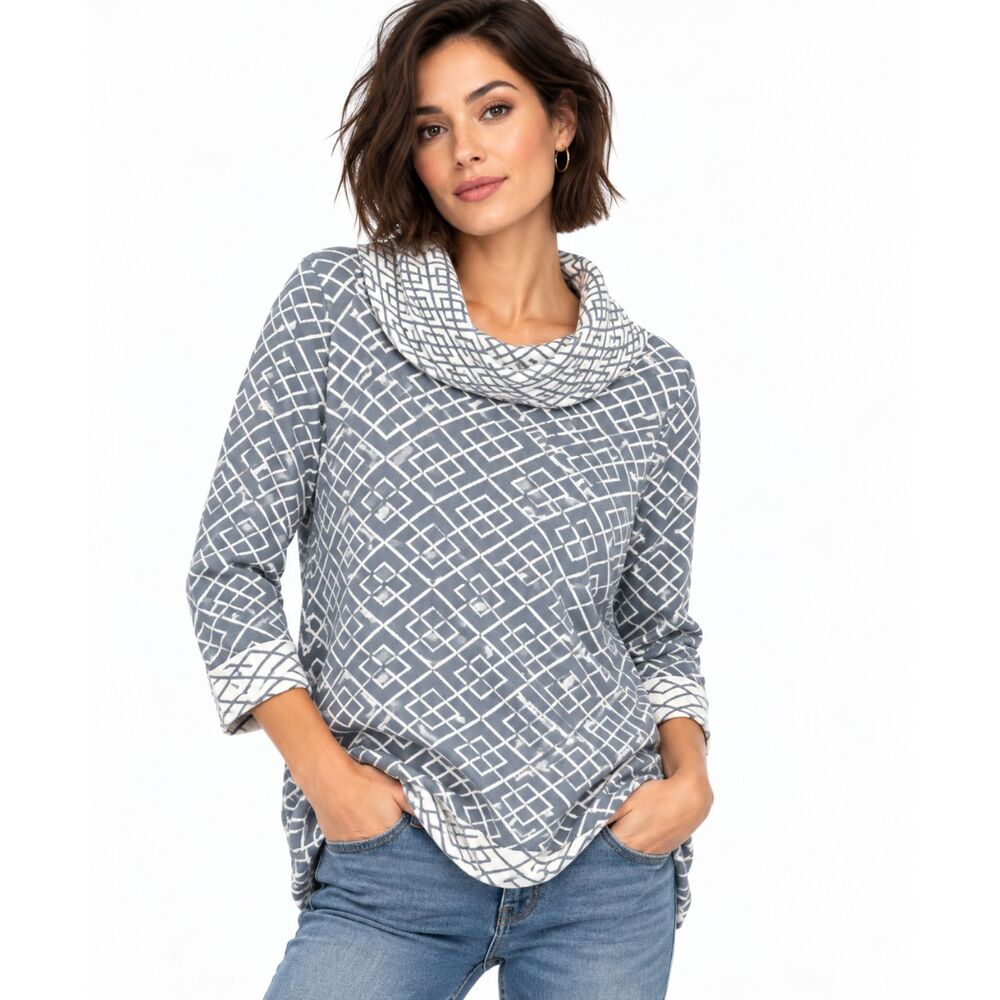 Anthropologie Moth Womens Galena Gray Cowlneck Alpaca Blend Tunic Sweater Small
